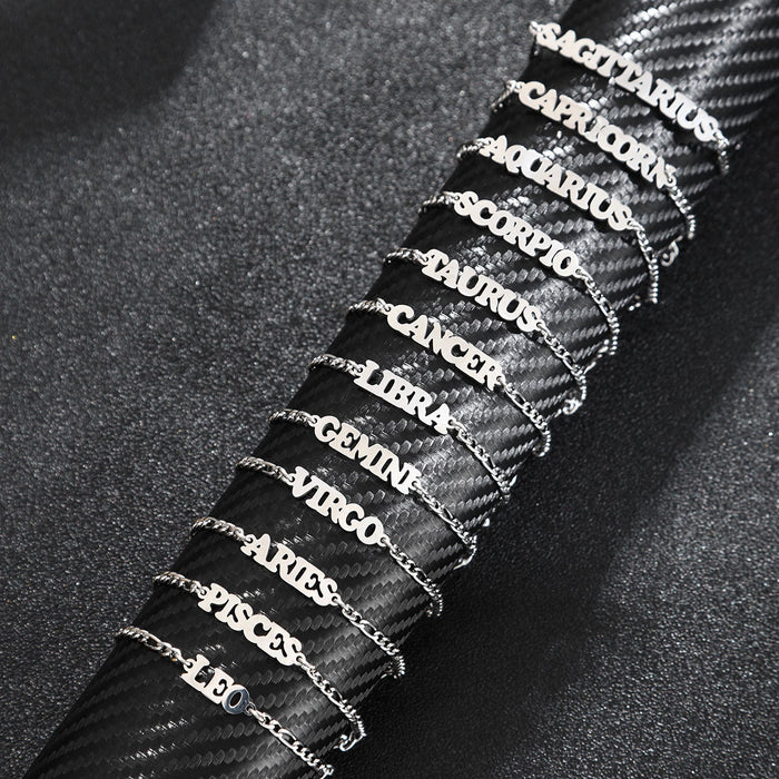 Personalized Zodiac Letter Bracelet – Stainless Steel Astrology Jewelry for All Signs