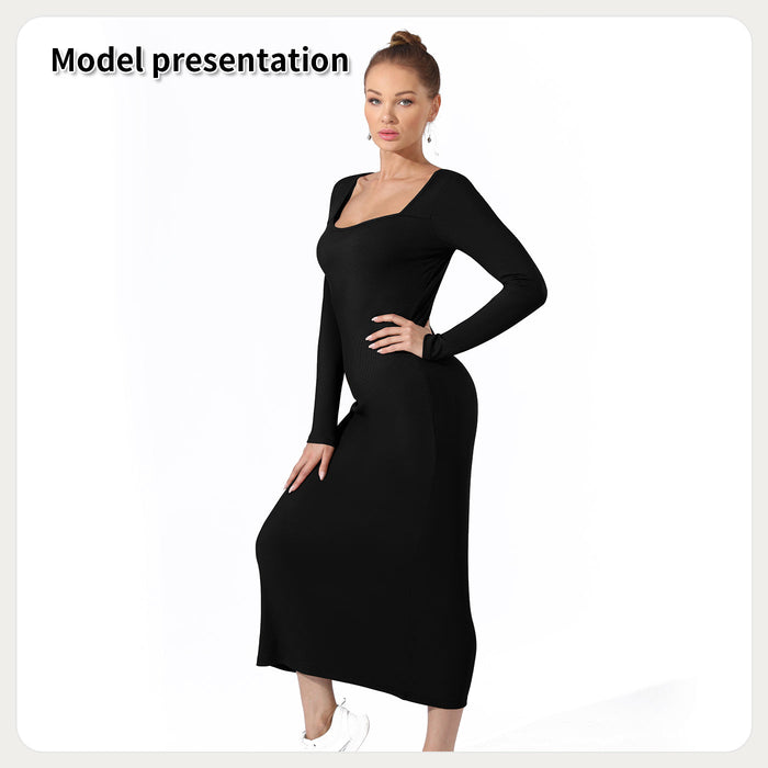 Elegant Women's Modest Solid Color Dress - Versatile & Affordable Fashion