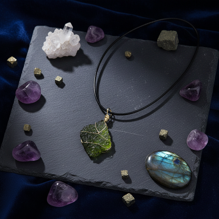 Czech Meteorite Rough Stone Pendant Necklace – Natural Cosmic Jewelry