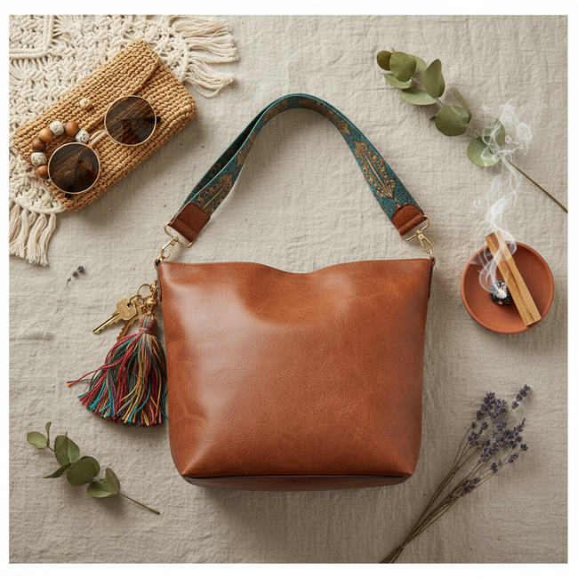 Retro Chic Ethnic Strap Bucket Bag