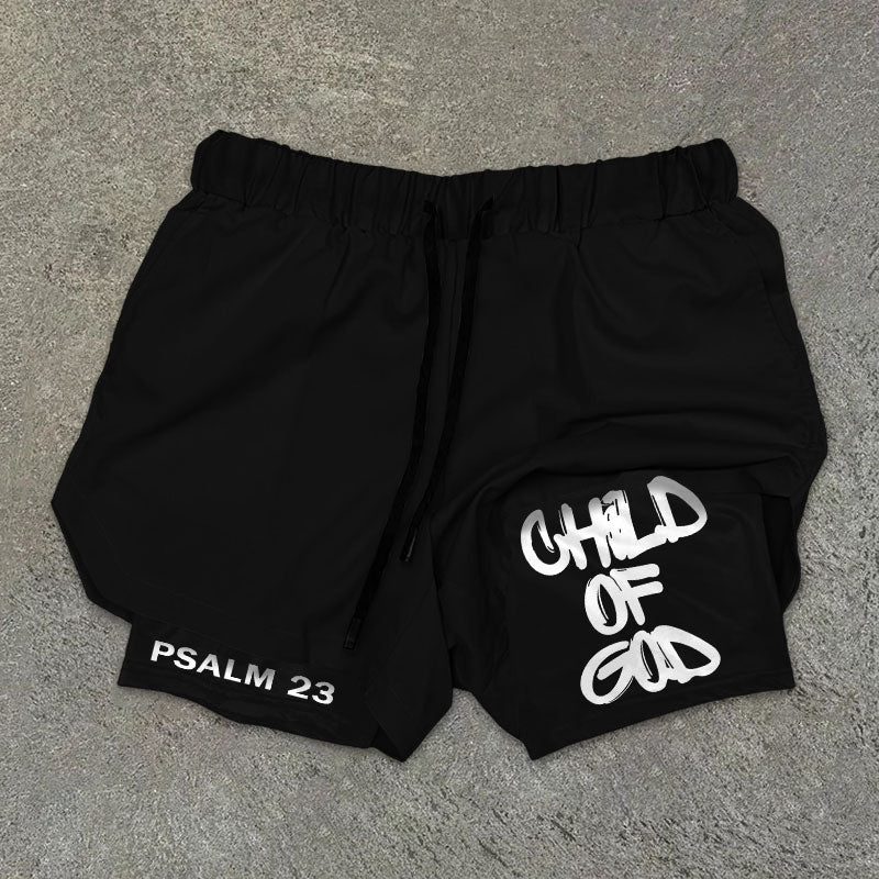 Child Of God Print Double Layer Shorts What Else You Got?