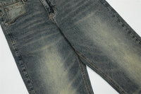 Men's Contrast Washed Jeans – Casual Blue Denim