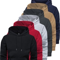 Men’s 6-Piece Solid Hoodie Set – Trendy Long-Sleeve Pullover (XS-3XL) – Comfortable & Versatile Christian Wardrobe Essentials