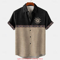 Elegant Short-Sleeve Patchwork Shirt with Printed Buttons - Loose Fit for Teens