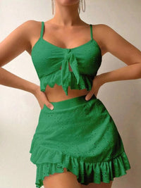 Graceful & Modest 3-Piece Swim Set with Ruffle Design - Summer Beachwear for Women
