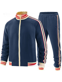 Men's Winter Fleece-Lined Casual Sports Suit - Two-Piece Set in Navy, Royal Blue & More