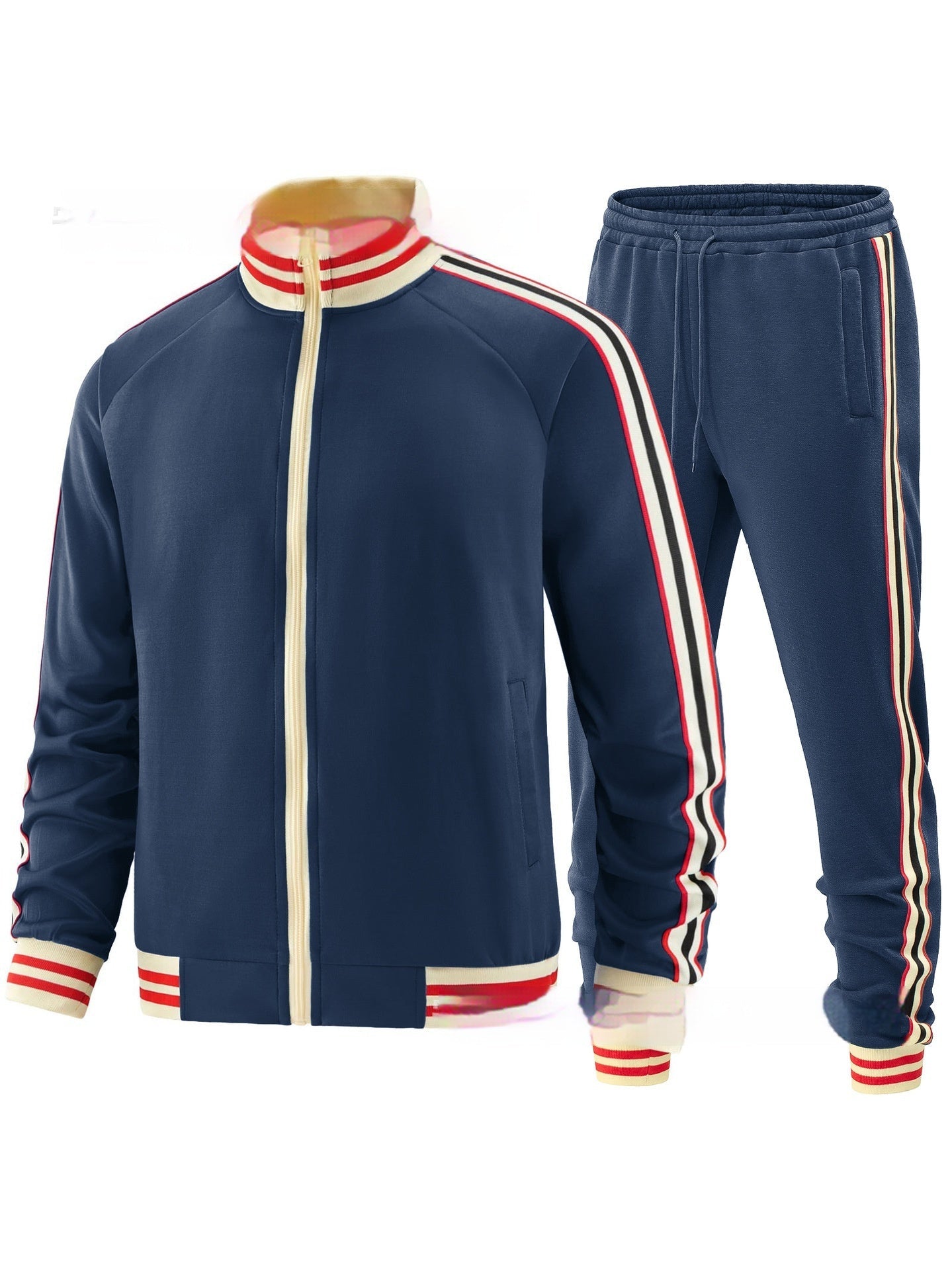 Men's Casual Sports Suit Color Matching Two-piece Set What Else You Got?