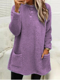 Women’s Fleece Pullover Hoodie – Plush Warm Polyester Top with Pockets S–3XL