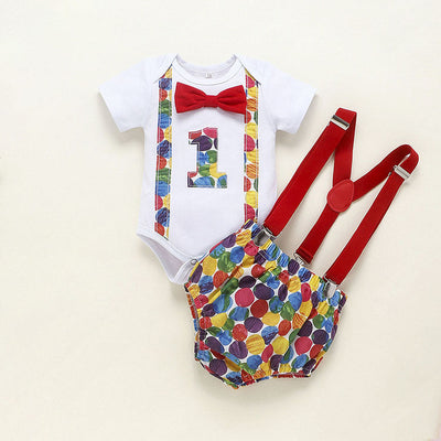 Adorable Biblical-Themed Baby Romper for Summer - Soft Cotton Outfit with Dinosaur & Dot Prints