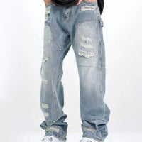 Men's Distressed Jeans – Washed & Frayed Straight-Leg Denim