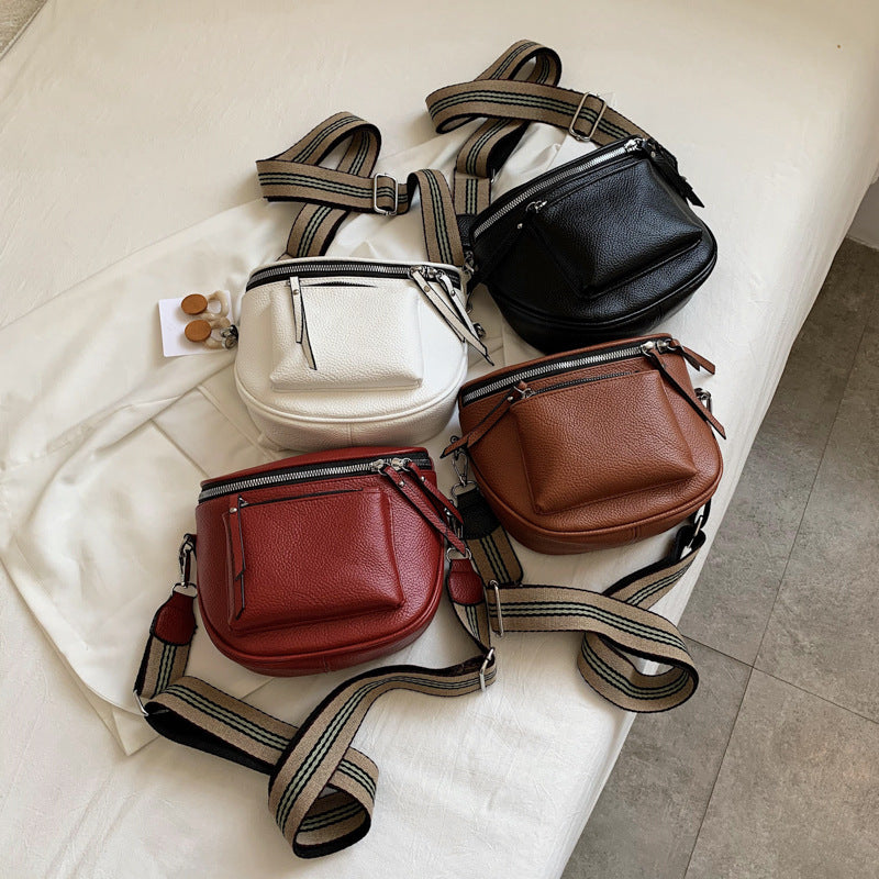 Soft PU Saddle Crossbody Bag – Patchwork Shoulder Purse for Everyday Use