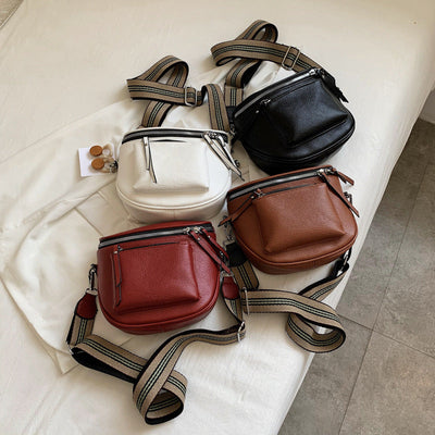 Soft PU Saddle Crossbody Bag – Patchwork Shoulder Purse for Everyday Use