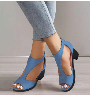 Women's High Heeled Fish Mouth Sandals with Zipper Closure - Summer Dressy Open Toe Footwear What Else You Got?