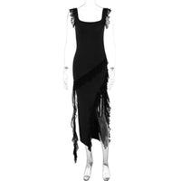 Elegant Midi Dress with Raw-Edge Selvedge Stitching - Feminine & Affordable
