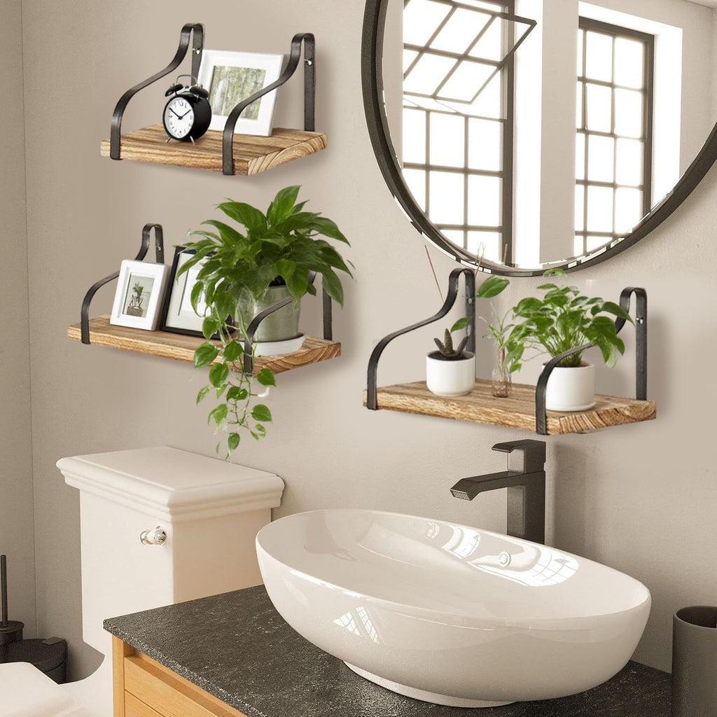 Rustic Farmhouse Floating Shelves Set of 3 - Wall Mounted Wood Shelf for Living Room Bedroom Kitchen What Else You Got?