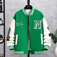 Men’s Stylish Letter-Print Baseball Jacket – INS-Inspired Casual Coat for Spring & Autumn