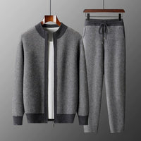 Men’s Premium Wool Winter Set – Extra-Thick Zip Cardigan & Pants Combo for Cold Weather