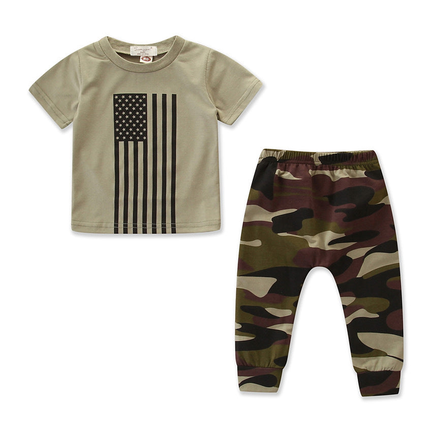 Little Kids' Suit Summer Men's Clothing Independence Day Flag Camouflage Suit What Else You Got?