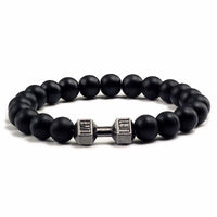 Volcanic Stone Bead Bracelet – Lava Rock Dumbbell Wristband for Men & Women