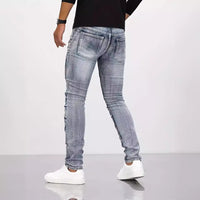 Men's Stretch Skinny Jeans – Retro Motorcycle Style Denim