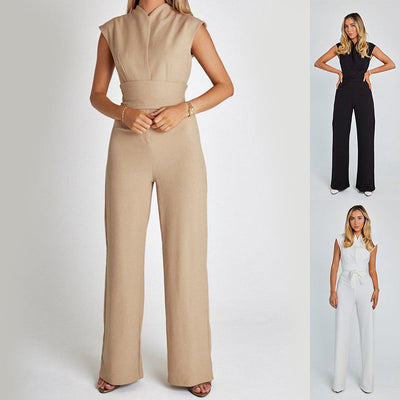 Virtuous Vogue Jumpsuit - Elegant Sleeveless V-Neck for Women