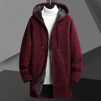 Cozy Winter Men's Fleece-Lined Hooded Zip Cardigan - Warm & Stylish Layering Sweater