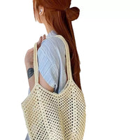 Woven Straw Tote Bag – Lightweight Beach & Summer Shoulder Bag for Travel