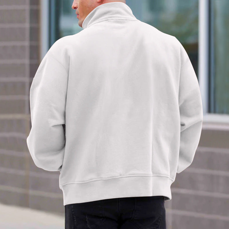 Solid Color Zipper Sweatshirt Men's Autumn And Winter Fleece-lined Long Sleeve Tops What Else You Got?