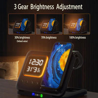5-in-1 Wireless Charging Dock with LED Alarm Clock – 15W Multi-Device Charging Station