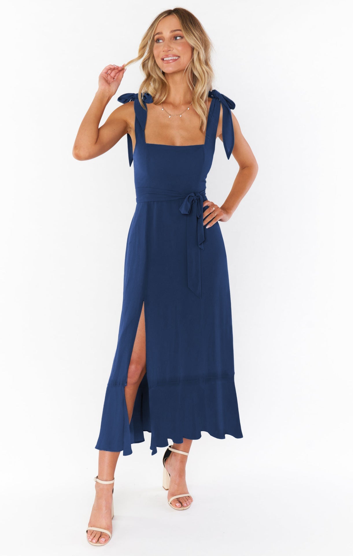 Temperament Suspender Split Dress With Lace-up Design Fashion Summer Ruffled Beach Dresses For Women What Else You Got?