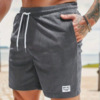 Men's Summer Corduroy Sports Shorts - Breathable Lace-Up Drawstring Pants for Active Lifestyle