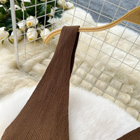 Elegant Two-Piece Knitted Vest with Slimming Slit Skirt - Modest & Stylish