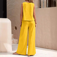 Elegant Christian Women's Two-Piece Casual Suit Set - Spring Summer Outfit in Multiple Colors