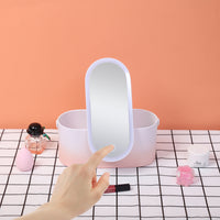 Portable Makeup Organizer with LED Mirror – Travel Cosmetic Storage Case