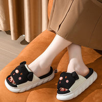 Adorable Piggy Cartoon Slippers – Cozy Open Toe Linen House Shoes for Couples