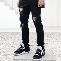 Men's Black Torn Jeans – High Street Distressed Denim
