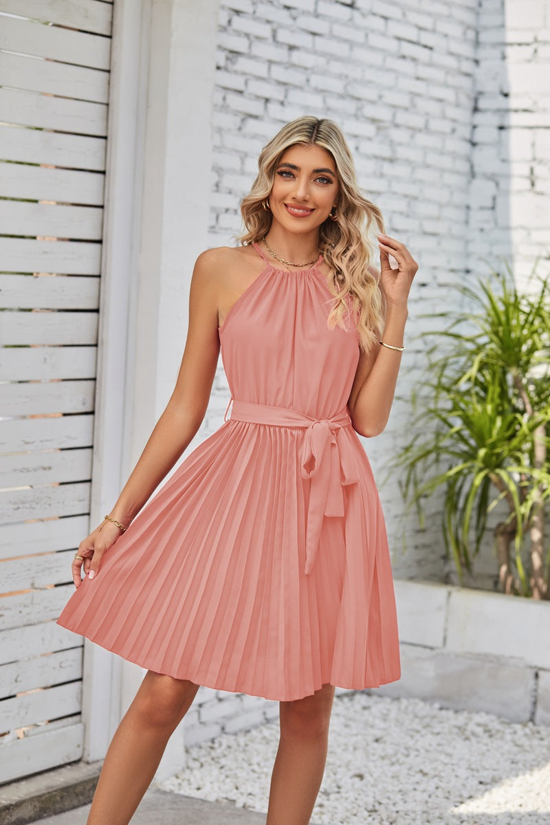 Halter Strapless Dresses For Women Solid Pleated Skirt Summer Beach Sundress What Else You Got?