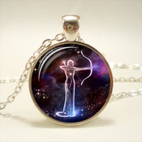Zodiac Time Gemstone Glass Pendant Necklace - Celestial Christian Gift