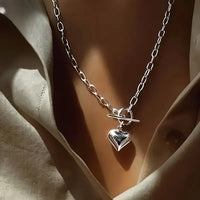 Romantic Heart Pendant Necklace – Adjustable Chain Love Jewelry Gift for Women