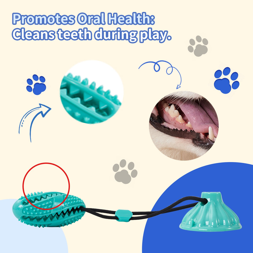 Suction Cup Dog Pull Rope Toy – TPR Molar Chew Ball, Treat‑Dispensing Tug Toy for Teeth Cleaning & Interactive Play (Blue) What Else You Got?
