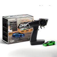 Turbo Racing 1vs76 C64 Drift RC Car - Full Proportional Remote Control with Gyro - Ready to Race (RTR) - Blue & Green Models - Perfect for Kids & Adults