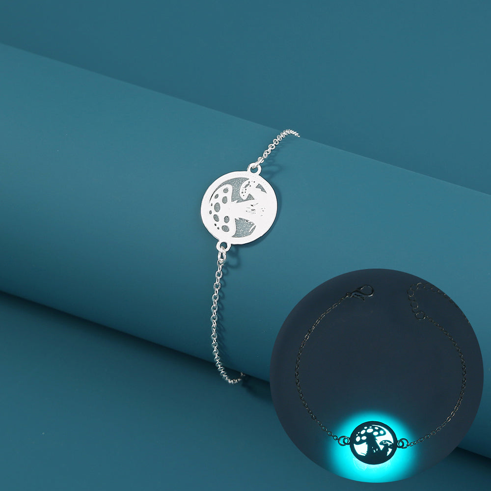 Glow-in-the-dark round brass mushroom bracelet What Else You Got?