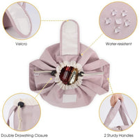 Women’s Barrel Drawstring Makeup Bag – Large-Capacity Travel Cosmetic Organizer