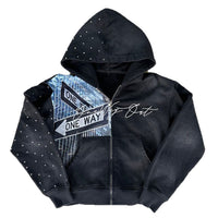 Printed Cartoon Letter-printed Hooded Loose-fitting Sweatshirt