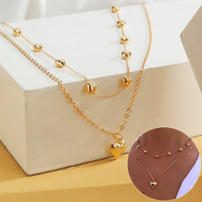 Double-Layer Heart Pendant Necklace