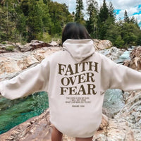 Faith Over Fear Christian Hoodie – Trendy Bible Verse Unisex Aesthetic Sweatshirt