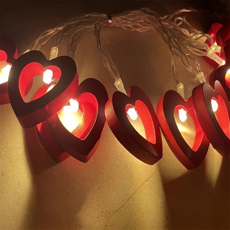 Love Heart String Lights Valentine's Day Wood Light Garland Fairy Lights Wedding Party DIY Decorations Supplies Props What Else You Got?