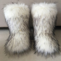 Cozy Raccoon Dog Fox Fur Snow Boots - Warm Winter Footwear for Women