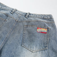 Men's Distressed Graffiti Jeans – Cropped Denim Pants