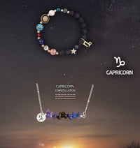 Natural Stone Zodiac Necklace & Bracelet Set – All 12 Signs | Spiritual Jewelry Gift